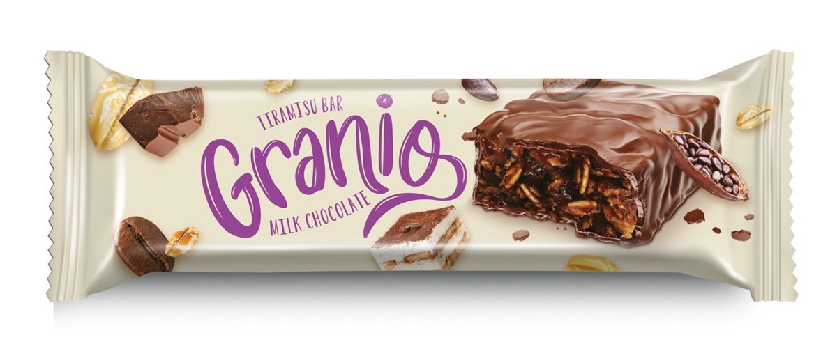 Baton z mlecznej czekolady z ciastkiem i smakiem tiramisu Granio 40g