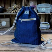 Plecaki worki - Worek konopny na plecy - chabrowy - miniaturka - grafika 1