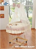 Łóżeczka i kojce - My Sweet Baby Kosz Mojżesza z baldachimem Miś z kokardką brązowy 9.9801260459932E-322 - miniaturka - grafika 1