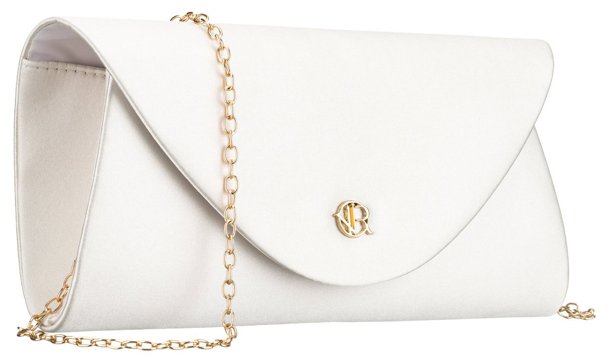 Biała koktajlowa torebka damska ROVICKY elegancka mała na klips magnetyczny wieczorowa do ręki lub na ramię