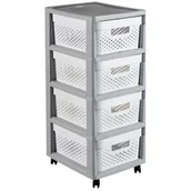 Szafy i regały magazynowe - Curver Regał komoda 4 szuflady ażurowy Infinity biały 239845 - miniaturka - grafika 1