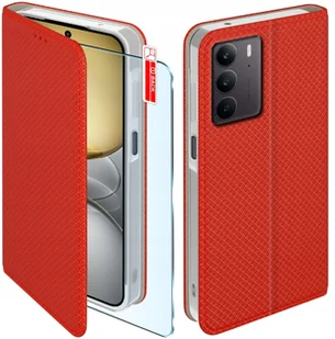 Etui z klapką do Realme C75 Zamykane Czerwone Futerał + Szkło 9H - Etui i futerały do telefonów - miniaturka - grafika 1