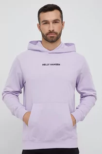 Bluzy męskie - Helly Hansen bluza męska kolor fioletowy z kapturem z aplikacją - grafika 1