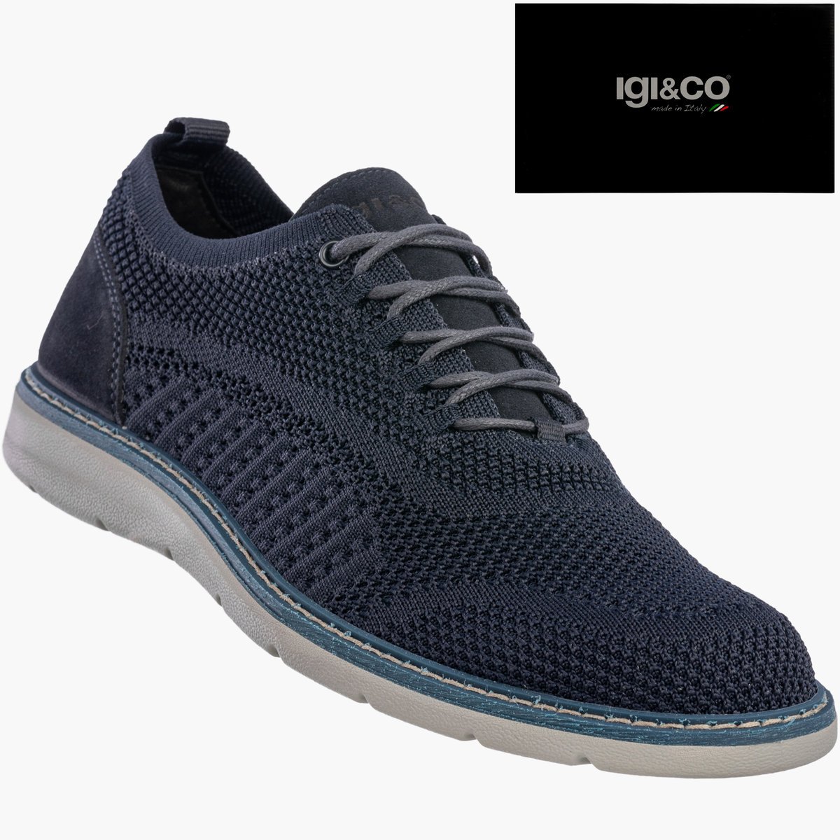 Półbuty Męskie Buty Eleganckie Sneakersy Skóra Naturalna Granatowe IGI&CO 1104011 40 Granatowy