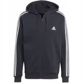 Bluzy męskie - Bluza męska adidas Essentials Fleece 3-Stripes Full-Zip czarna IB4029 S - miniaturka - grafika 1