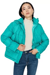 Trendyol Damska bluza z kapturem, gładka, oversize, kurtka zimowa, zielony, M, ZIELONY - Kurtki damskie - miniaturka - grafika 1