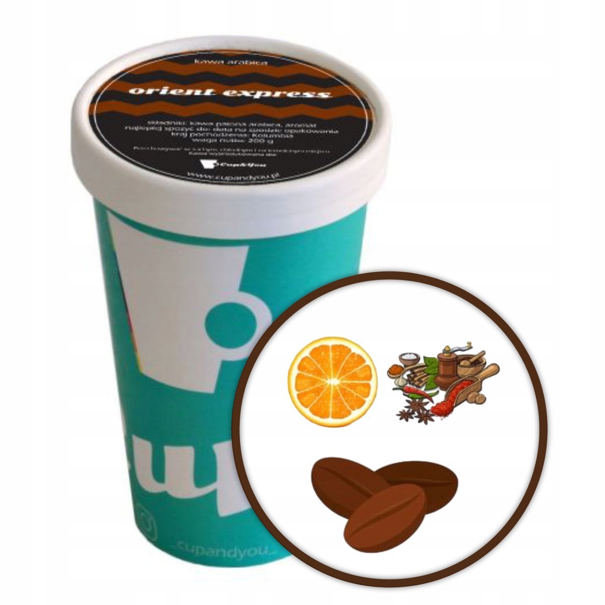 Kawa aromatyzowana smakowa ORIENT EXPRESS ziarnista Cup&You 200g premium - smakowa uczta dla podniebienia