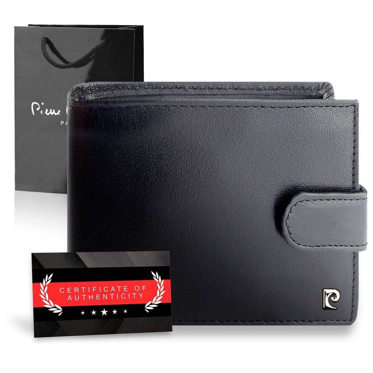 Pierre Cardin elegancki portfel skórzany z Ochroną RFID Torebką Prezentową I Certyfikatem