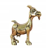 Figurki dekoracyjne - PIĘKNA FIGURKA DEKORACYJNA, OZDOBA NA BIURKO, MOSIĘŻNA KOZA, KÓZKA - miniaturka - grafika 1