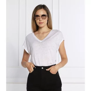 Calvin Klein Lniany t-shirt | Regular Fit - Koszulki i topy damskie - miniaturka - grafika 1