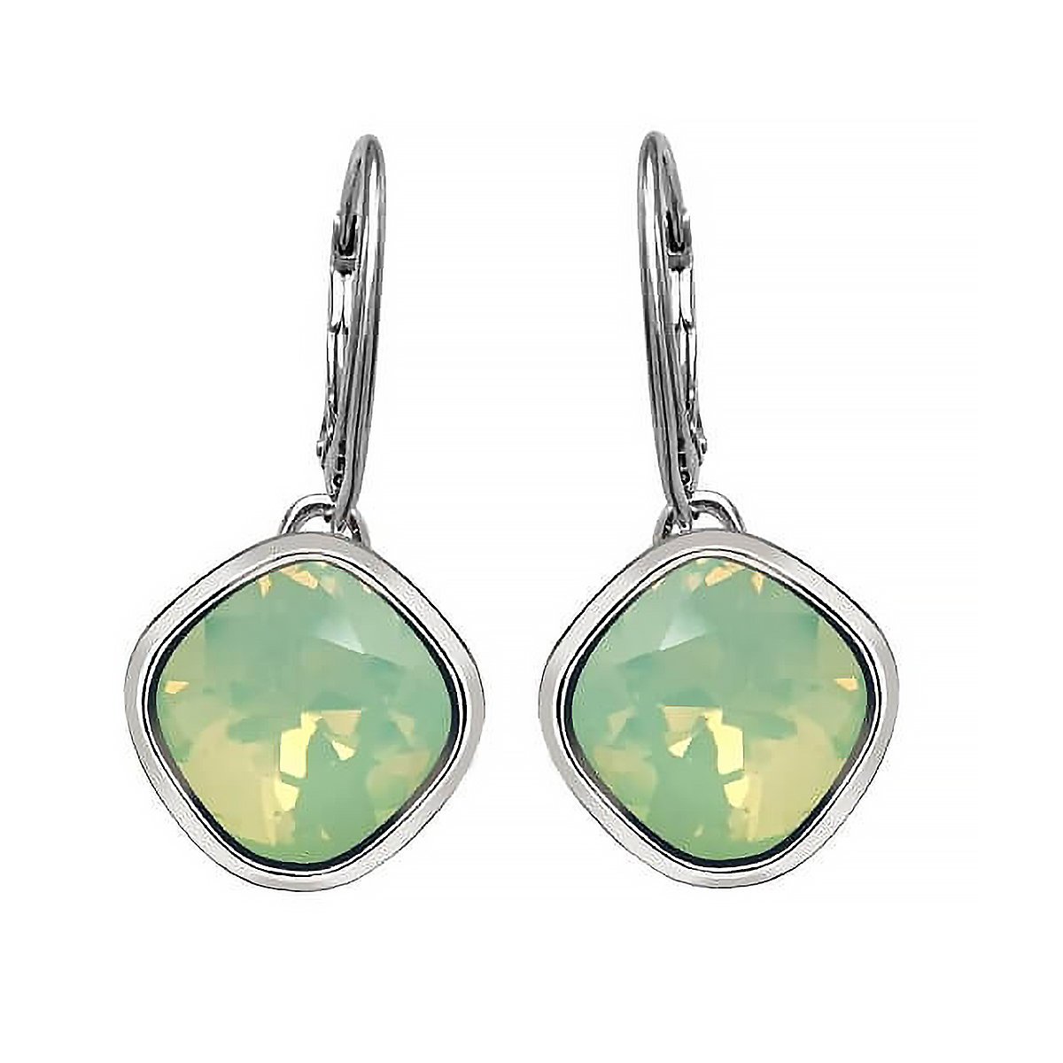Kolczyki Srebrne pr.925 Eleganckie Kolczyki z Kryształem Chrysolite Opal