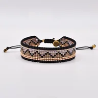 Bransoletki - Tkana bransoletka - beżowa - miniaturka - grafika 1