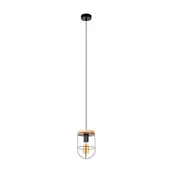 Lampy sufitowe - Britop LAMPA wisząca NETUNO 184159104 druciana OPRAWA metalowy ZWIS retro drewno czarny - miniaturka - grafika 1