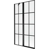 Parawany nawannowe - Mexen Mist parawan nawannowy 2-skrzydłowy lewy 100 x 150 cm, czarna kratka, czarny - 8A9-100-011-70-77-L - miniaturka - grafika 1