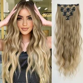 Pozostałe akcesoria fryzjerskie - TEMU Przyklej do włosów przedłużka 22 cala długa falę wodną kształt ciepłoodporny włókno syntetyczne włosy naklejka, odpowiednia dla kobiet krótkie - miniaturka - grafika 1