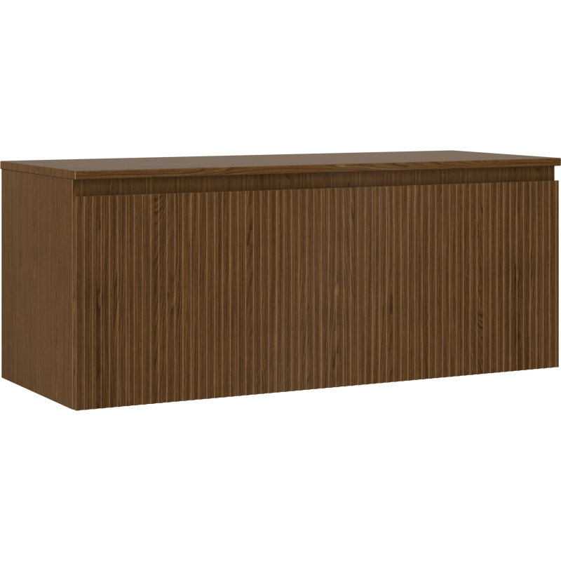 Mexen Rivel szafka łazienkowa podumywalkowa 120 cm z blatem, 1 szuflada, ryflowana , orzech - 91A20-12047-1-BFC86