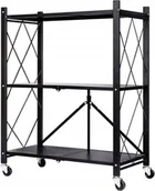 Szafy i regały magazynowe - Regał Magazynowy Kuchenny Składany Na Kółkach Loft 3 Półki Rg28 - miniaturka - grafika 1