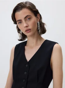 Reserved - Kamizelka z zakładkami - czarny - Marynarki i żakiety damskie - miniaturka - grafika 1