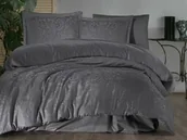 Pościel - Darymex Pościel satynowa żakardowa 220x200 Hemera 1 grafitowa jednobarwna ornamenty w pudełku - miniaturka - grafika 1