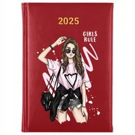 Planery - Kalendarz Czerwony A5 2025 GIRLS RULE Planer Terminarz Notes Kobiece Wzory - miniaturka - grafika 1