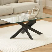 Ławy i stoliki kawowe - Stolik kawowy ze szkła hartowanego i metalu czarny – Transparentny – COSIMA - miniaturka - grafika 1