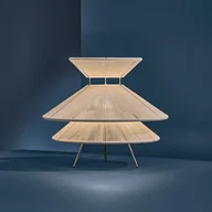 Lampy stojące - Lampa stołowa FRANDSEN Kiku, biała, wysokość 30 cm, metal/len - miniaturka - grafika 1