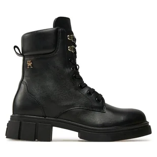Trapery Tommy Hilfiger Lace-Up Biker Leather FW0FW08167 Czarny - Botki damskie - miniaturka - grafika 1