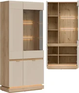 Witryny - Witryna wysoka Oszklona szafka do pokoju Dąb Cremona Kaszmir MILTON ML06 - miniaturka - grafika 1
