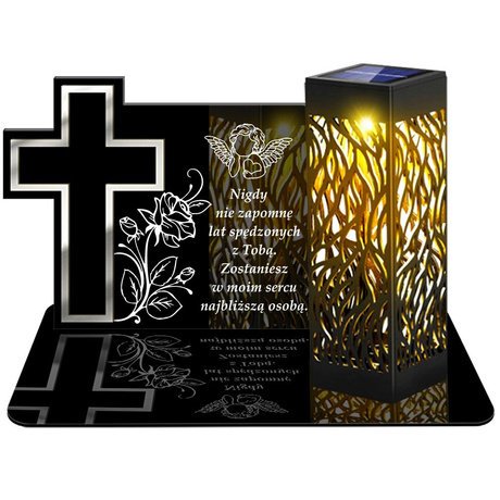 ZNICZ SOLARNY LED WIECZNY PODSTAWKA NA CMENTARZ GRÓB lampka Krzyż 3D