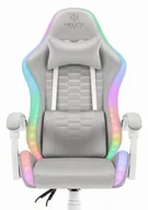 Fotele gamingowe - Fotel gamingowy Hell's Chair HC- 1000 Grey Szary Biały Tkanina LED RGB - miniaturka - grafika 1