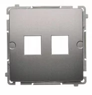 Klawisze i ramki - Kontakt Simon KONTAKT_SIMON Plakietka podwójnego gniazda teleinformatycznego BASIC Inox BMPT/21 - miniaturka - grafika 1