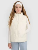 Kurtki i płaszcze dla dziewczynek - 4F Bezrękawnik puchowy z wypełnieniem syntetycznym dziewczęcy - biały 122 (6-7 lat) - miniaturka - grafika 1