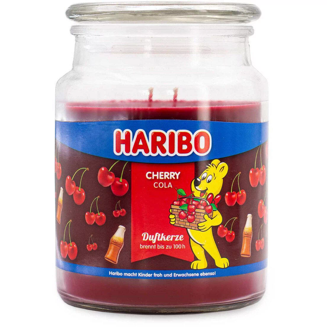 Haribo duża sojowa świeca zapachowa w szkle 18 oz 510 g - Cherry Cola