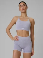 Bielizna sportowa damska - 4F Biustonosz treningowy bezszwowy z niskim wsparciem damski - różowy XS/S - miniaturka - grafika 1
