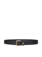 Paski - LAUREN RALPH LAUREN Pasek Damski Logo Keeper 412968765001 Czarny - miniaturka - grafika 1