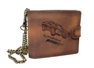 Portfele - Portfel Męski Skóra Naturalna N992L Duży Poziomy Z Zapinką Dwa Skrzydełka I Łańcuszek BRĄZOWY RFID 12 x 9,5 x 3 [cm] ''AUTO'' - miniaturka - grafika 1