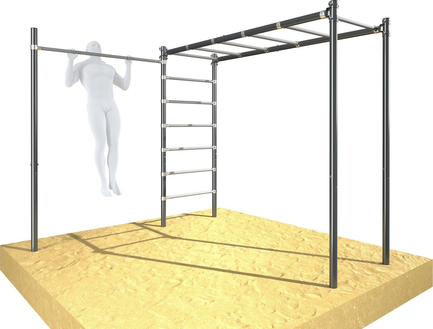 UnderFit Drabinka gimnastyczna ogrodowa pozioma i pionowa z drążkiem OCYNK Street workout UF9886