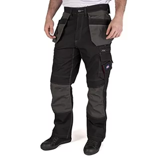 Spodnie męskie - Lee Cooper Lee Cooper LCPNT224 męskie kontrastujące wielokolorowe i kabury kieszonkowe ochraniacze na kolana do pracy bezpieczne spodnie bojówki spodnie czarne/szare, rozmiar 96 cm talia 80 cm długość) noga LCPNT224 - grafika 1