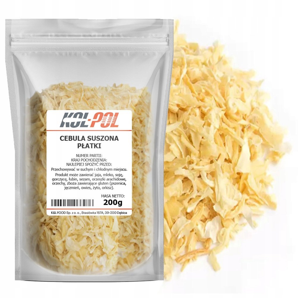 CEBULA SUSZONA PŁATKI 200g Cebulka w płatkach aromatyczna jakość Kol-Pol