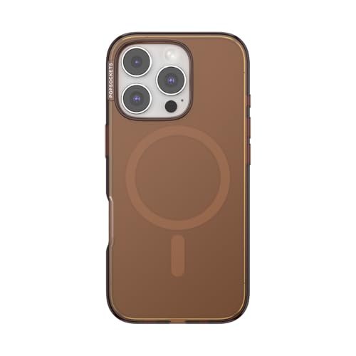 PopSockets Etui na iPhone'a 16 Pro kompatybilne z MagSafe, etui na telefon iPhone 16 Pro, kompatybilne z bezprzewodowym ładowaniem, tylko etui - bursztynowe