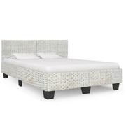 Łóżka - vidaXL Rama łóżka, szara, naturalny rattan, 140 x 200 cm - miniaturka - grafika 1