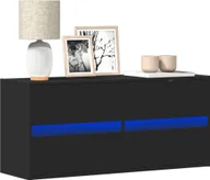 Szafki RTV - vidaXL vidaXL Ścienna szafka TV z LED, czarna, 100x31x45 cm - miniaturka - grafika 1