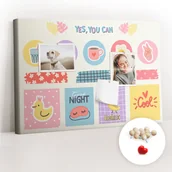 Tablice i flipcharty - Dekoracyjna Tablica Korkowa, Planer 60x40 cm, Drewniane Pinezki, wzór Planer szkolny - miniaturka - grafika 1