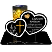 Lampiony i znicze - ZNICZ SOLARNY LED WIECZNY PODSTAWKA NA CMENTARZ GRÓB lampka Serce 3D DLA RODZICÓW - miniaturka - grafika 1