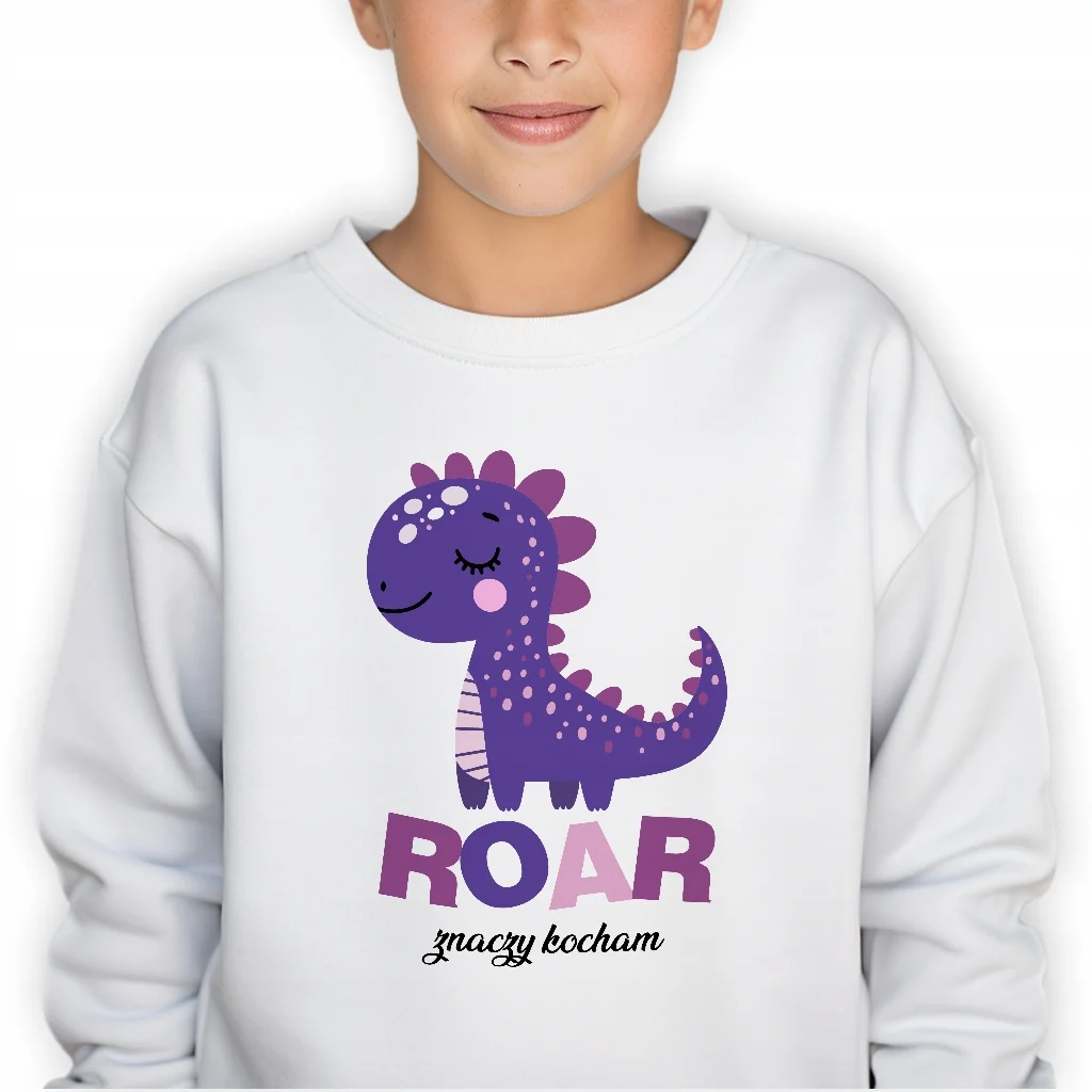 BLUZA DZIECIĘCA BEZ KAPTURA PREZENT NA URODZINY ROAR ZNACZY KOCHAM - 128