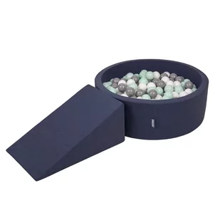 Kiddymoon Piankowy Plac Zabaw Ppzp-Ok30D-112 Z Piłeczkami Granatowy: Biały-Szary-Mięta Basen 100/Klin L - Suche baseny - miniaturka - grafika 1