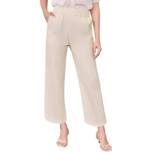 Lishang Damskie Spodnie Bawełniane Letnie Casual Wysoki Stan Beżowe XXL - Spodnie damskie Lishang Damskie Spodnie Bawełniane Letnie Casual Wysoki Stan Beżowe XXL - Spodnie damskie - miniaturka - grafika 1