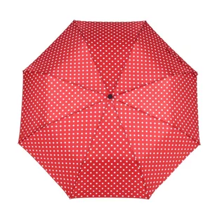Parasol damski Derby Trend półautomatyczny składany czerwony w groszki - Parasole - miniaturka - grafika 1