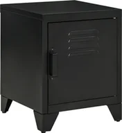 Szafki nocne - HOMCOM Stolik nocny Szafka nocna Sypialnia Stolik nocny z regulowaną półką Drzwi Stolik nocny Industrialny design Metal Czarny 50 x 40 x 47,5 cm - miniaturka - grafika 1