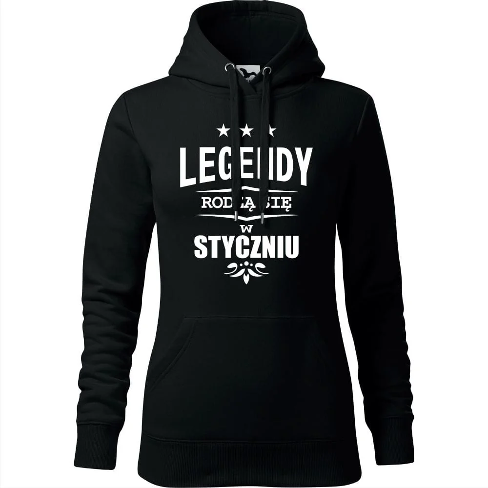 Damska Bluza Z Kapturem - Legendy Rodzą Się W Styczniu Czarny L